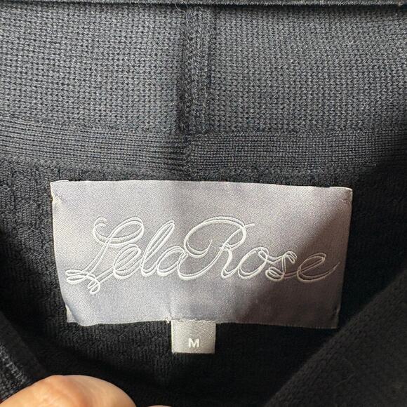 Lela Rose Size Medium Wave Lace Off The Shoulder Sweater Dress Black Wool - Picture 7 of 8